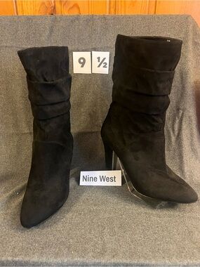 NEW!Nine West Black Suede Slouch Bootie - Women's